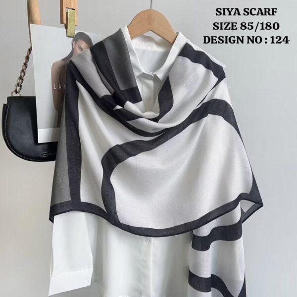 Buy Premium Fancy Stoles Hijab Printed Scarf Black and White Full Size
