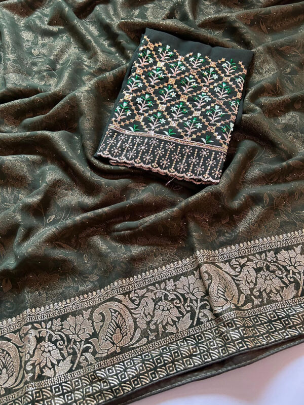 Premium Chiffon Zari Sari For Events - Image 2