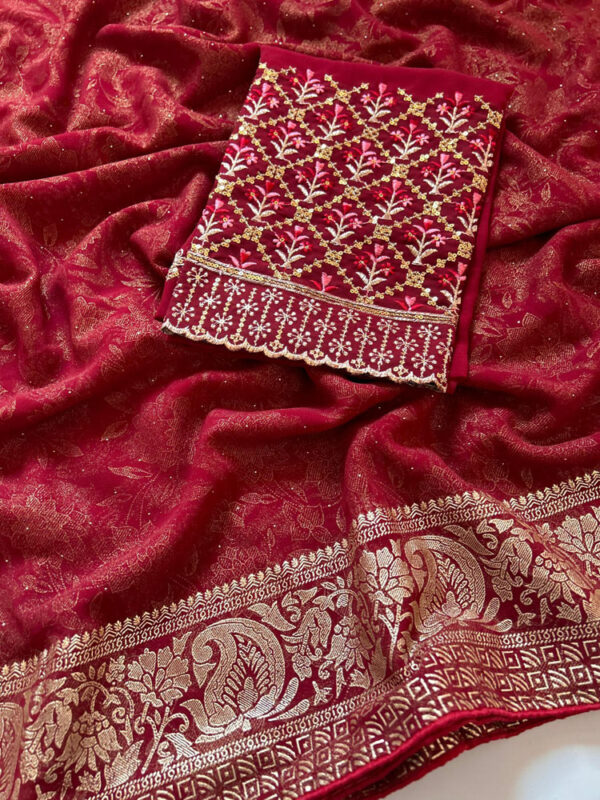 Premium Chiffon Zari Sari For Events - Image 3