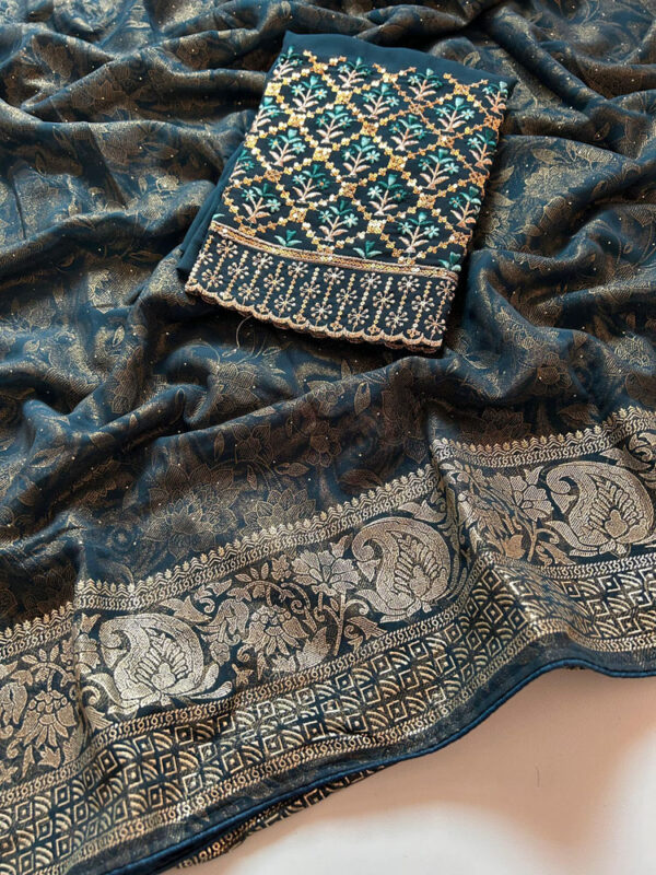 Premium Chiffon Zari Sari For Events - Image 5