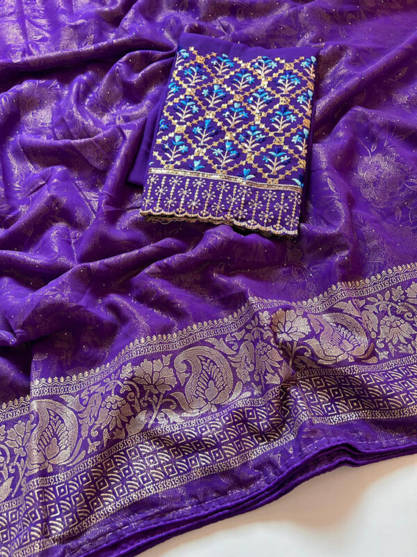 Premium Chiffon Zari Sari For Events - Image 8