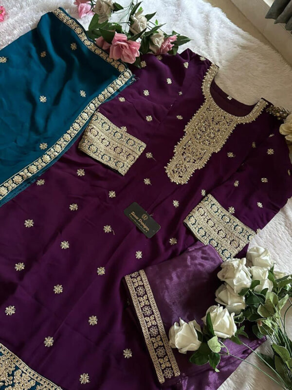 Buy Pakistani Heavy Handwork Suit Georgette With Dupatta - Image 4